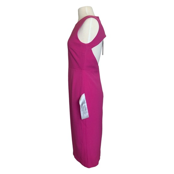 NWT Dress the Population Barbie Pink Sleeveless Slit Dress Knee Length Medium - Picture 11 of 13